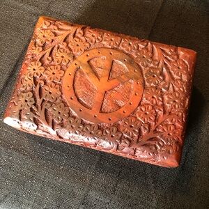 Carved Wooden Box with Floral Design